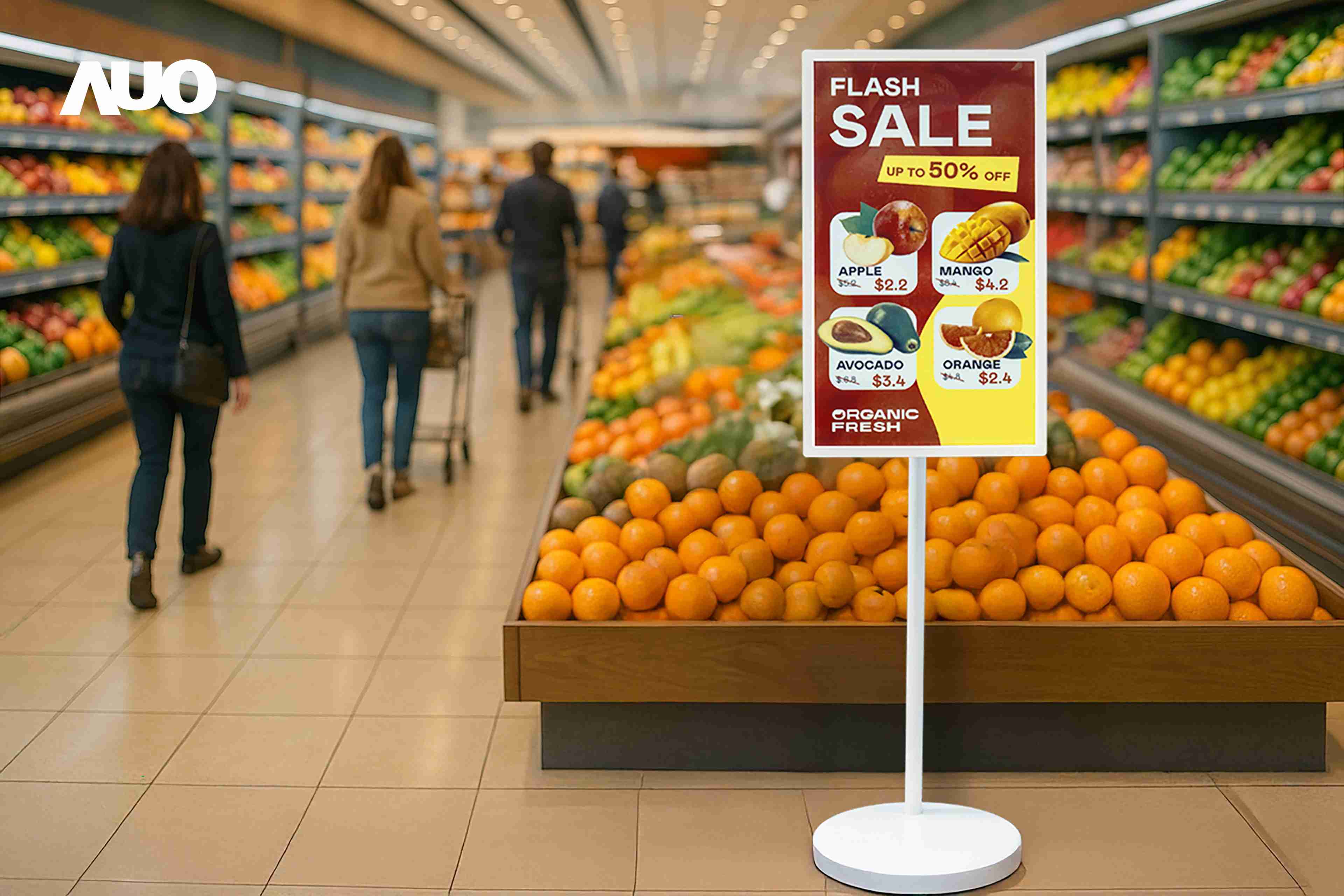 达擎首亮相低功耗、、、全彩的〝aecoPost电子纸解决方案〞，，，，仅在更新画面时需要微量的电力驱动，，，，无需布建电线的便捷设计，，使其可灵活应用、、随意置放，，并可透过云端或行动装置app，，轻松管理及排程广告内容，，，晋升店头营销利器。。