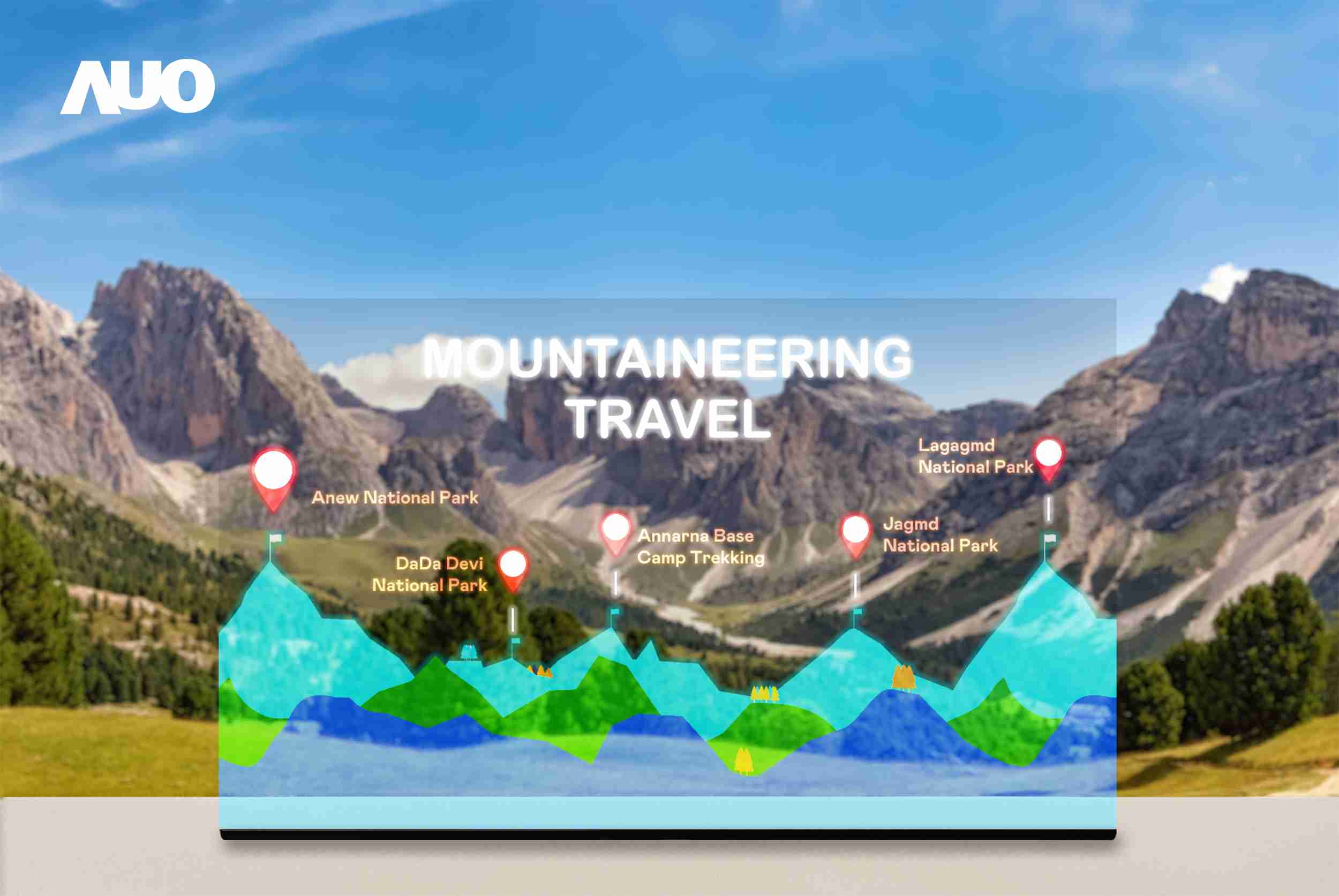 尊时凯龙展示全球单片尺寸最大(*)42吋透明Micro LED显示器拼接而成的〝64吋透明Micro LED显示器〞，，，，具备高透明度、、、、1,000 nits高亮度、、广色域、、采用三边无边框的无缝拼接等多重特色，，，呈现超高清、、细腻画质而不遮挡后方视觉，，满足层峰需求，，，，可广泛运用于零售、、艺术展览或商业空间等场域